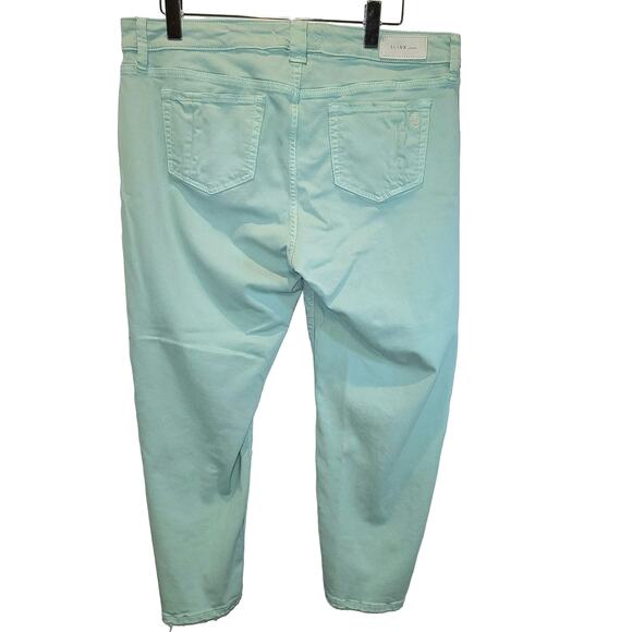 SLINK Jeans Crop Skinny Womens Sz 16 Plus Mint Green Distressed Stretch Ankle - Picture 5 of 15